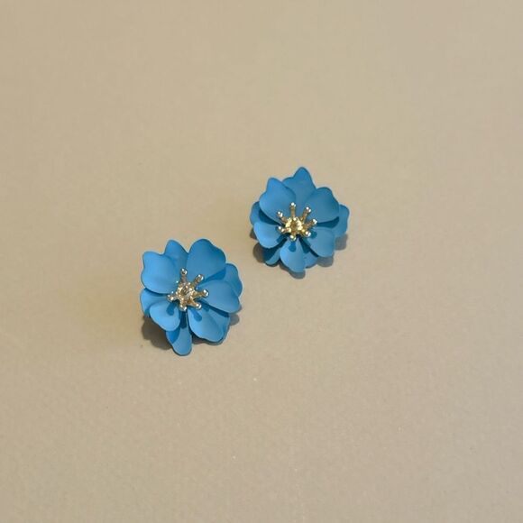 Blue flower Earrings M1294 - Picture 2 of 4